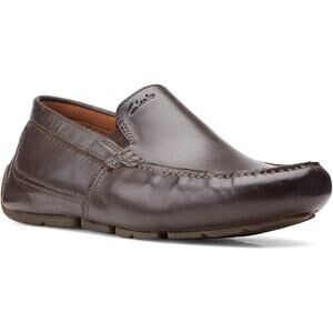 USED Clarks mens Markman Plain Driving Style Loafer,Dark Brown Leather-Size 10.5